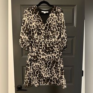 DVF long sleeved leopard dress
